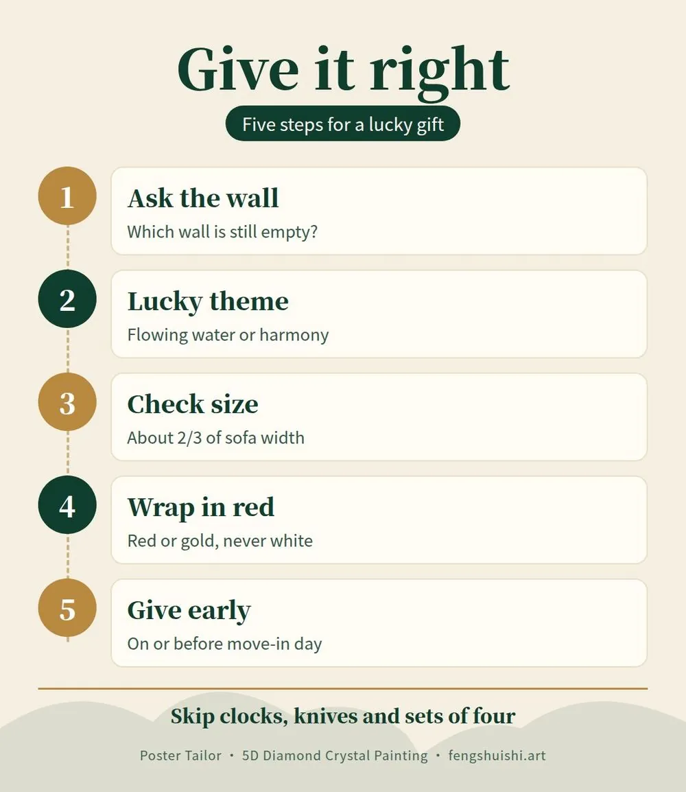 Housewarming gift for Chinese family in five steps: ask about the home, pick a lucky theme, check the size, wrap in red and give before or on the 入伙 day