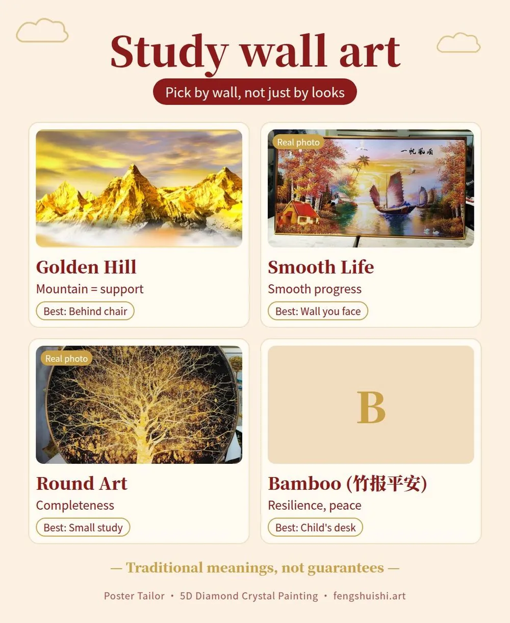 study room feng shui painting meanings Golden Hill Smooth Life Round Art Bamboo Peace where to hang