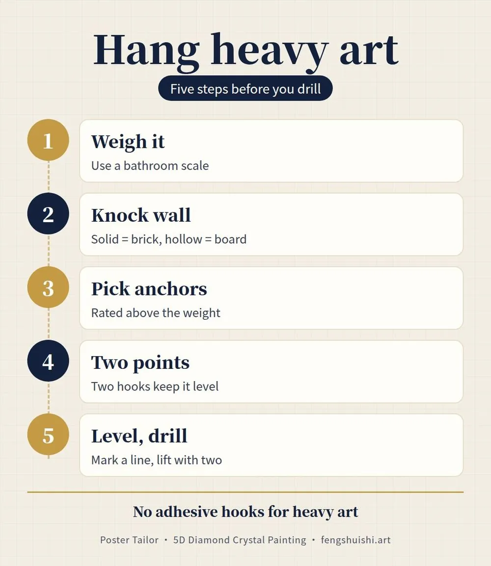 how to hang heavy wall art 5 steps weigh check wall choose anchors two hanging points level