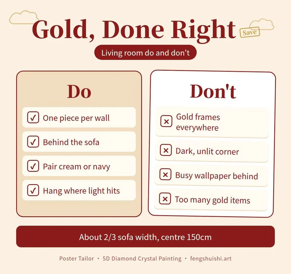 Gold wall art living room checklist: what to do and what to avoid so gold looks luxe, not loud